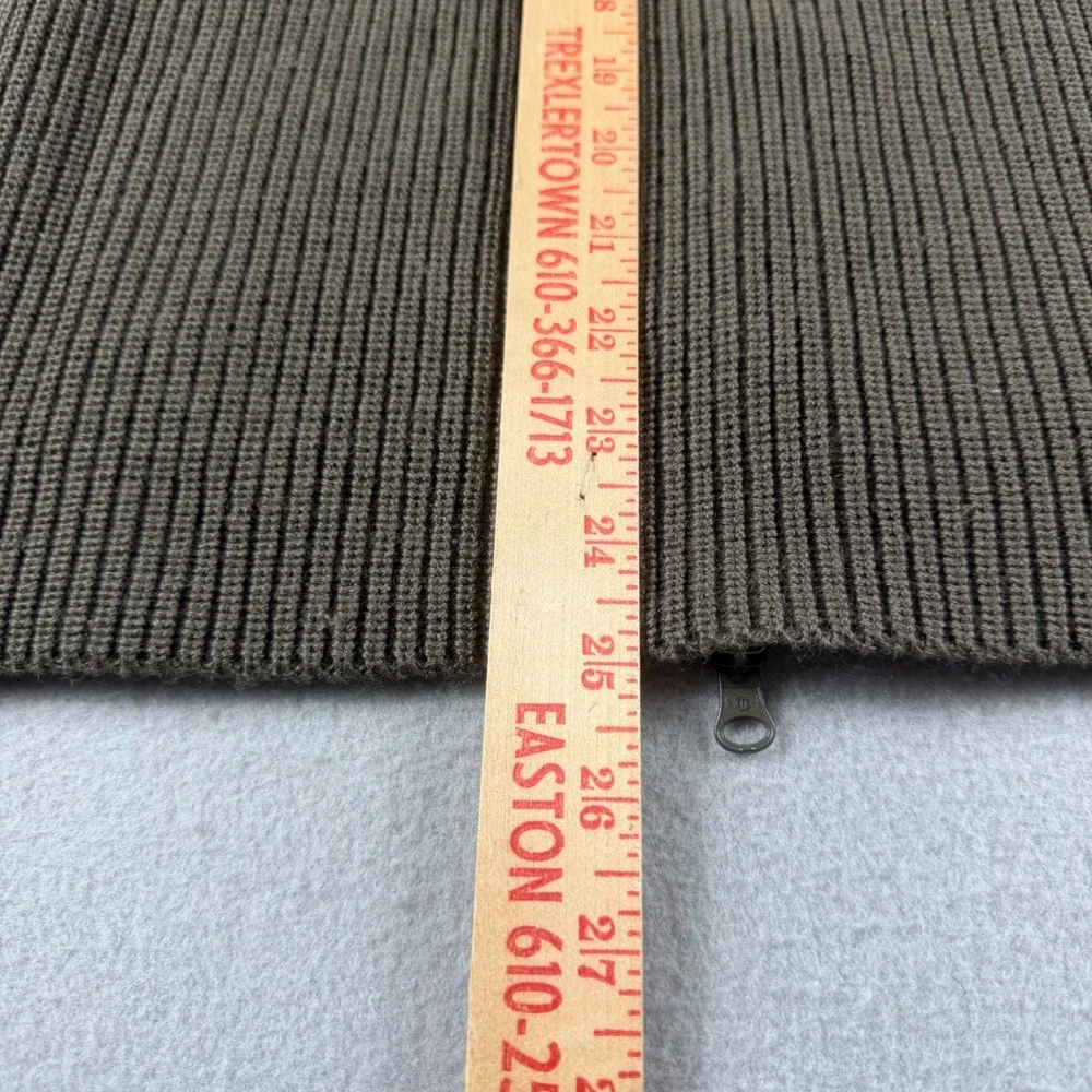 Wool & Co Mens Merino Wool Blend Full Zip Ribbed Sweater Olive Brown Italy Med